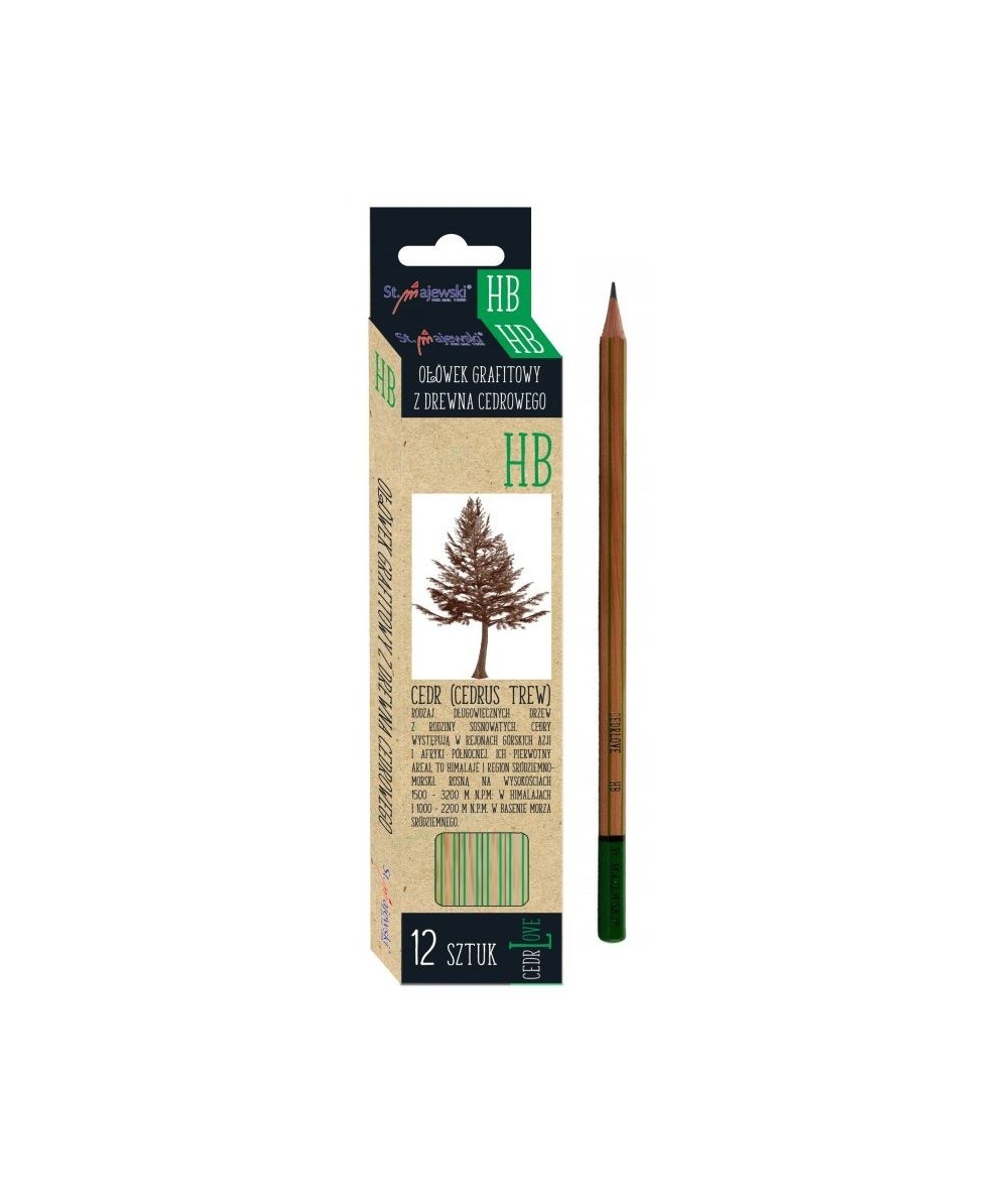 Ołówek HB z drewna cedrowego grafitowy 12 szt. CedrLove