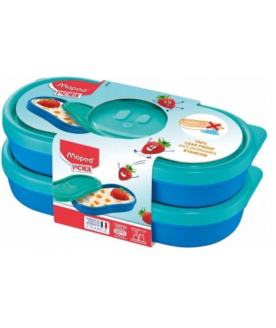 Pudełko lunchowe Maped Picnik Snack 2x150ml NIEBIESKIE BPA FREE na jogurt owoce