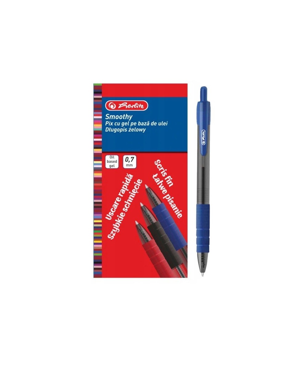 Długopisy żelowe HERLITZ SMOOTHY 0.7mm ZESTAW 12 SZTUK!!! niebieski wkład