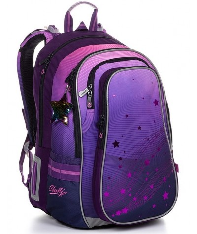Plecak szkolny Topgal fioletowy w gwiazdki LYNN 20008 G dla dziewczyny