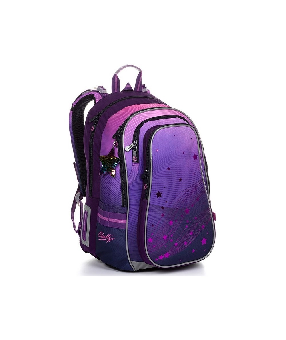 Plecak szkolny Topgal fioletowy w gwiazdki LYNN 20008 G dla dziewczyny