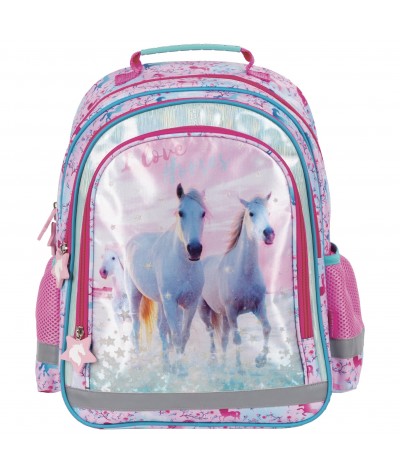 Plecak szkolny z koniem koń DERFORM pastelowy dziewczęcy dla 7 latki