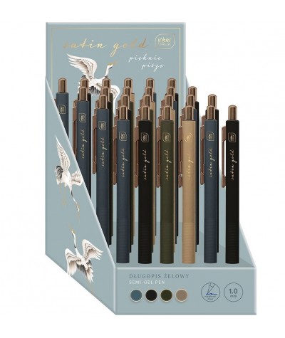 Długopis żelowy 1,0mm INTERDRUK niebieski tusz Satin Gold 4 kolory - MIX