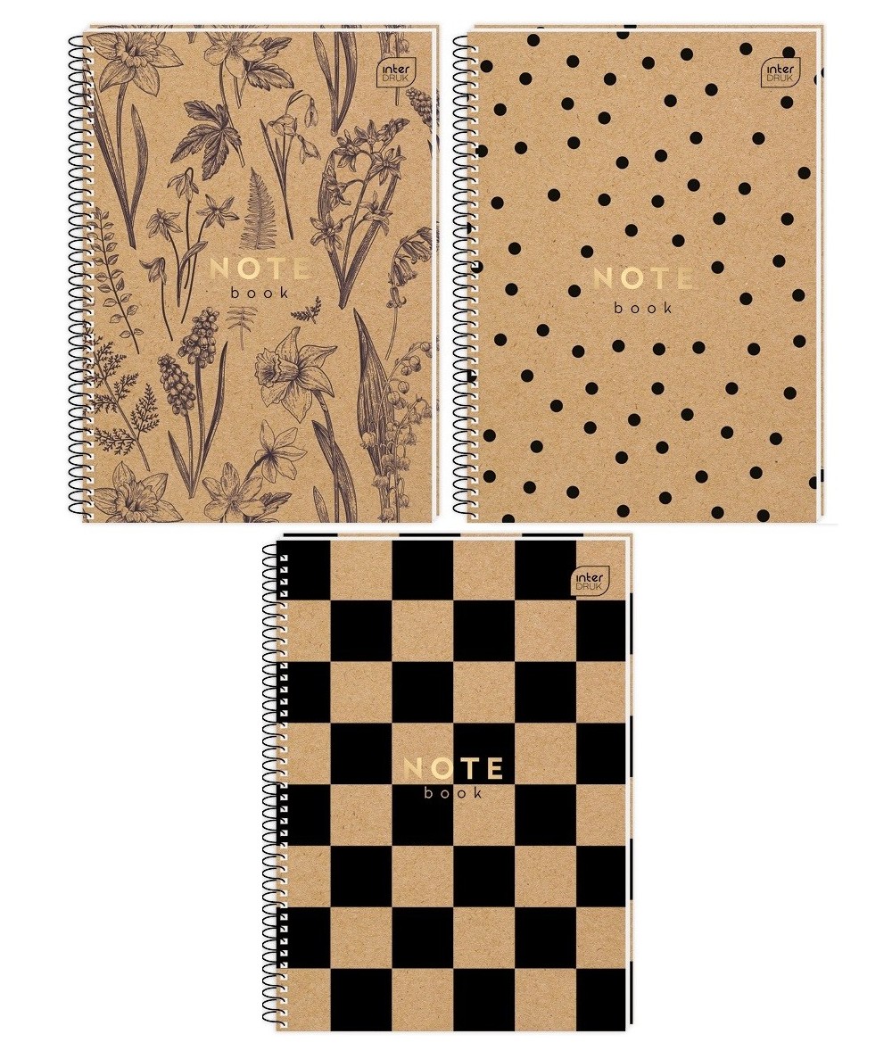 Kołozeszyt A4 80 kartek na spirali w kratkę 70g Interdruk Kraft - MIX WZORÓW