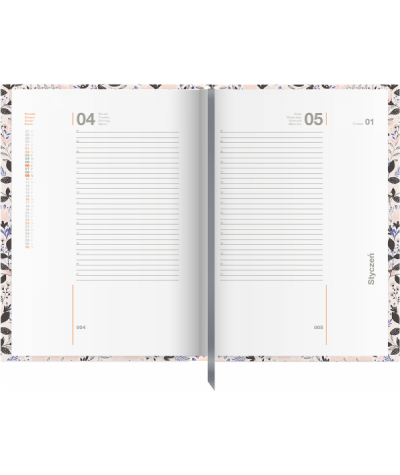 Kalendarz dzienny książkowy 2022 OXFORD FLOWERS 15x21cm A5 MIX