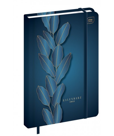 Kalendarz książkowy dzienny 2022 A5 BLUE LEAF INTERDRUK terminarz 384s.