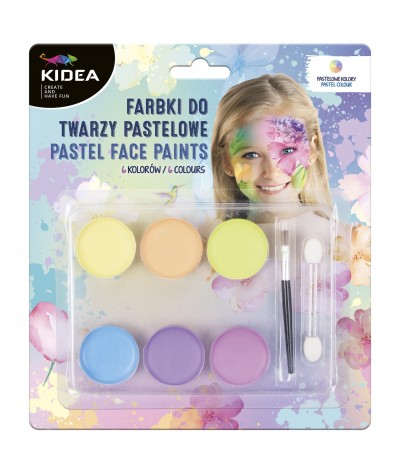 Farbki do malowania twarzy KIDEA PASTELOWE 6 kolorów ZESTAW do makijażu