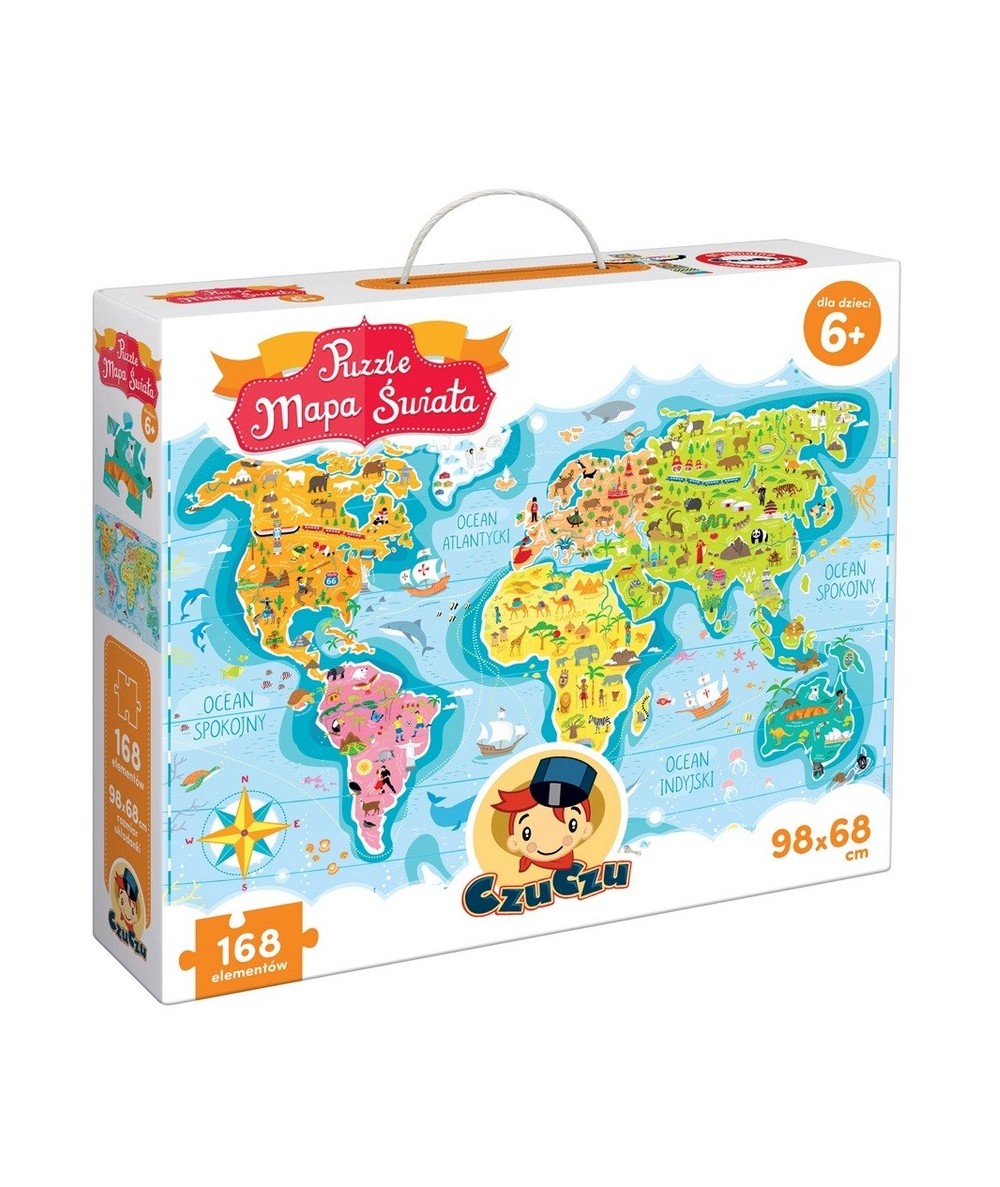 Puzzle CZUCZU MAPA ŚWIATA 168el. 98x68cm edukacyjne dla dzieci 6+