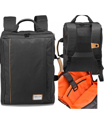 Plecak torba na laptop 15,6'' SEMI LINE L2003 biznesowy czarny męski 2 w 1