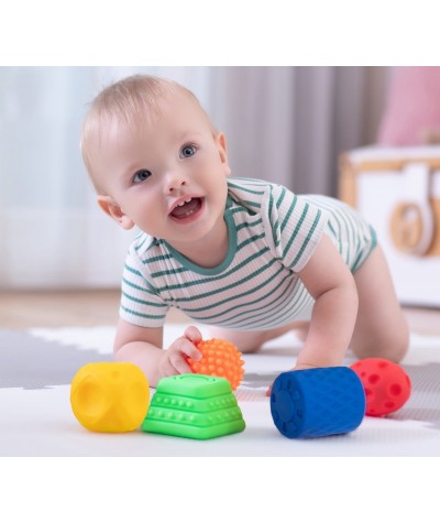 Piłki sensoryczne kształty TULLO 5 szt. do ćwiczeń KOLOROWE dla dzieci 0+ integracja sensoryczna