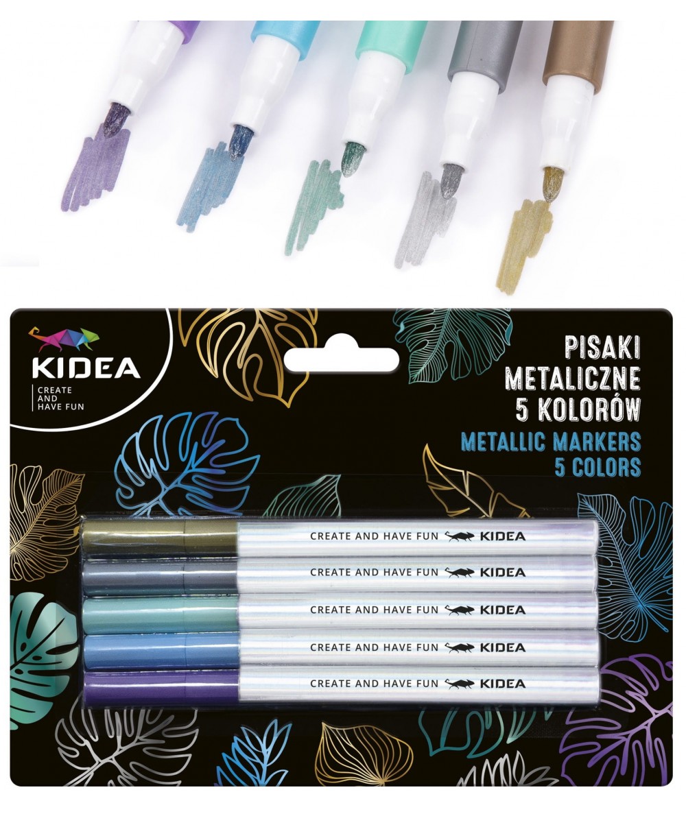 Pisaki metaliczne dekoracyjne 5 kolorów KIDEA mazaki