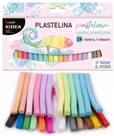 Plastelina pastelowa szkolna KIDEA 24 kolory DUŻY ZESTAW dla dzieci