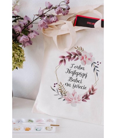 Torba dla Najlepszej Babci na świecie EKO shopper kwiaty