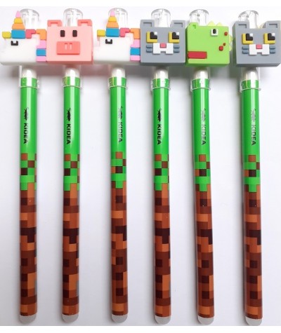 Długopisy wymazywalne KIDEA GAME piksele do szkoły 6 SZTUK dla fanów Minecrafta