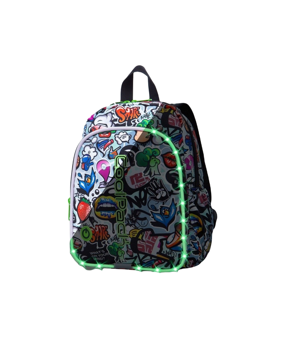 Świecący plecak przedszkolny dla dzieci CoolPack Bobby Graffiti LED