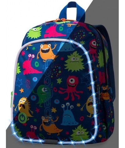 ŚWIECĄCY plecak dla dzieci CoolPack CP BOBBY MONSTERS potworki LED