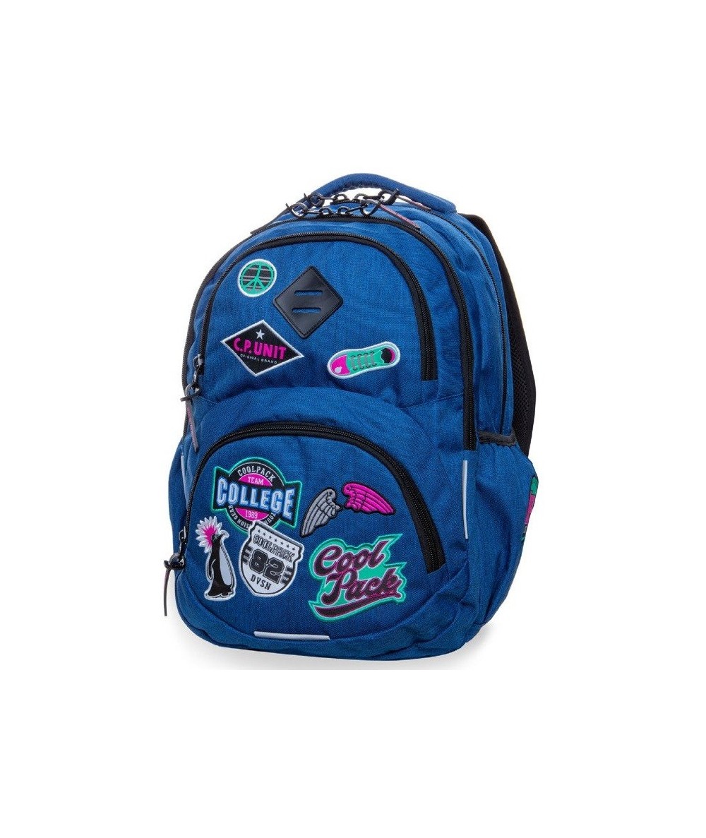 Plecak z naszywkami CoolPack CP DART GIRLS BADGES DENIM niebieski dla dziewczyny