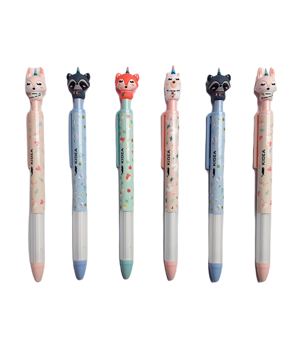 Długopisy żelowe z figurką KIDEA ZWIERZAKI JEDNOROŻCE  6 SZTUK dla dzieci