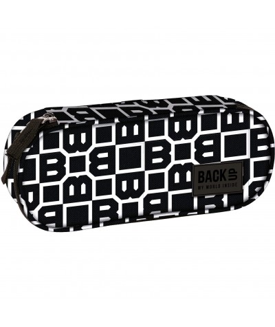 Piórnik w czarno-białe litery BackUP szkolny dla chłopca PRIME saszetka A71
