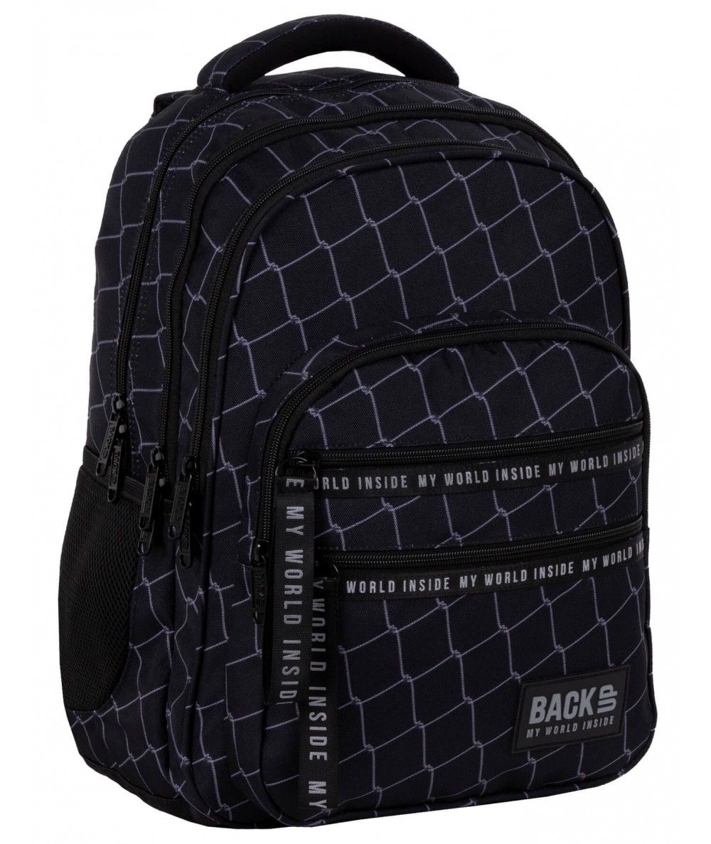 Plecak dla chłopaka BRAMKA BackUP czarny piłkarski M42