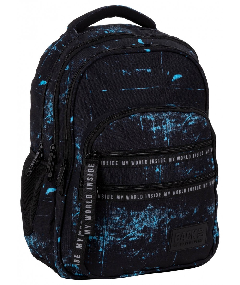 Plecak młodzieżowy przetarcia BLUE BLACK BackUP czarny niebieski M54