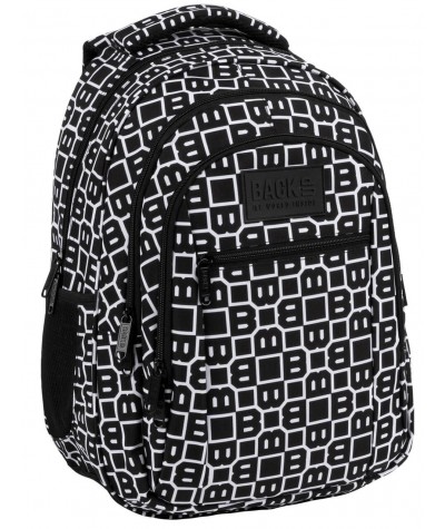 Plecak BackUP czarno-biały litery PRIME szkolny O71
