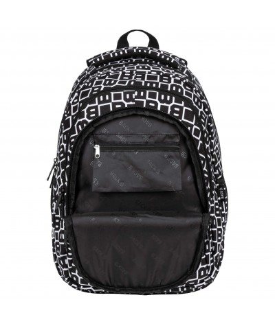 Plecak BackUP szkolny z literami dla chłopca PRIME czarno-biały 071