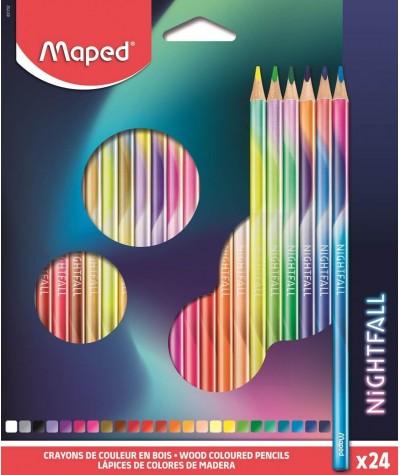 Kredki MAPED NIGHTFALL 24 kolory trójkątne szkolne