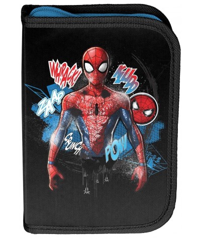 Piórnik czarny Spiderman z wyposażeniem Paso szkolny dla chłopca