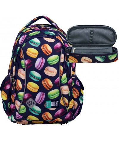 Zestaw szkolny plecak do 1 klasy z wyposażeniem ST.RIGHT MACARONS 2el.