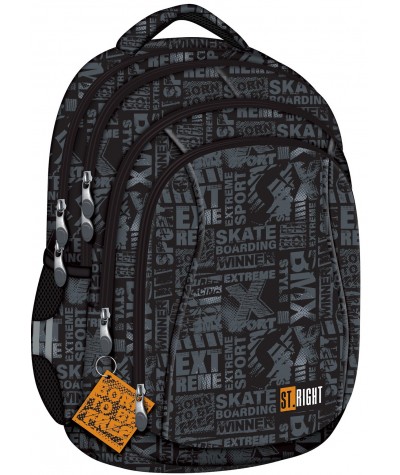 Plecak ST.RIGHT szkolny młodzieżowy czarny z napisami EXTREME BP04