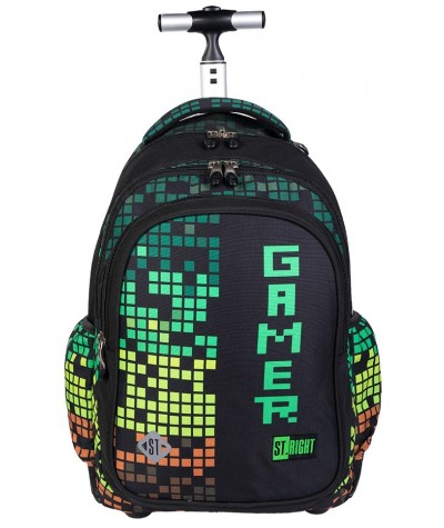 ST.RIGHT Plecak na kółkach dla chłopca PIXEL GAMER gra zielone piksele TB01
