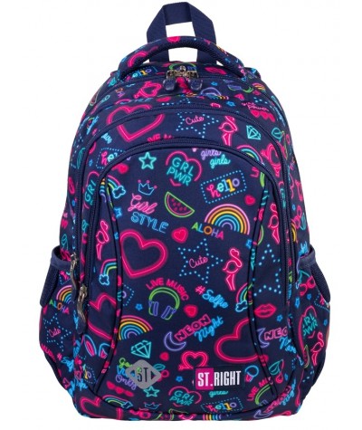 Plecak szkolny dla dziewczynki NEON serca do 1 klasy ST.RIGHT BP26