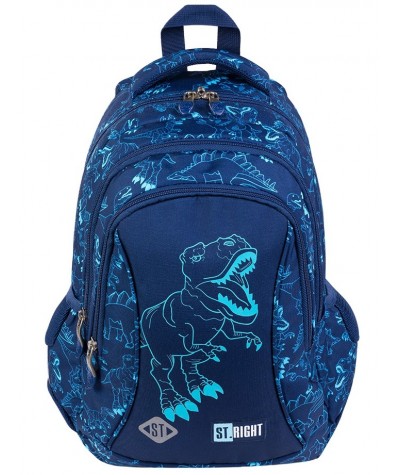 Plecak dla pierwszoklasisty z dinozaurem T-REX szkolny ST.RIGHT BP26