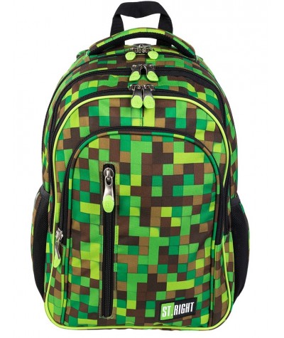 Plecak szkolny dla chłopca MASTER GAMER pixele zielony ST.RIGHT BP68