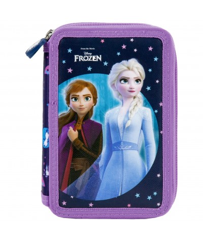 Piórnik dwukomorowy Frozen 2 DERFORM wyposażenie 27el. dla dziewczynki