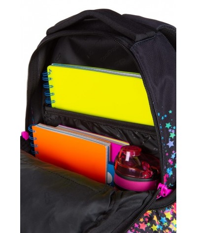 Plecak szkolny czarny w gwiazdki CoolPack GALAXY do 1 klasy Jerry 21L