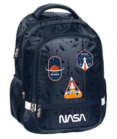 Plecak szkolny NASA KOSMOS niebieski PASO naszywki do 1 klasy 2022