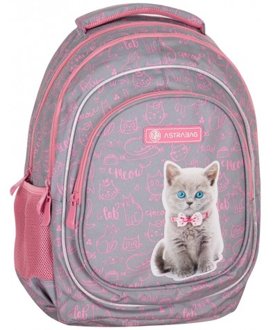 Plecak dla dziecka szkolny ASTRA z kotkiem PINKY KITTY 20L