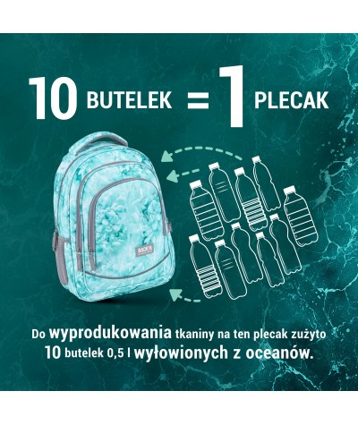 Plecak EKO szkolny ECO SOFT BackUP turkusowy z recyklingu X60
