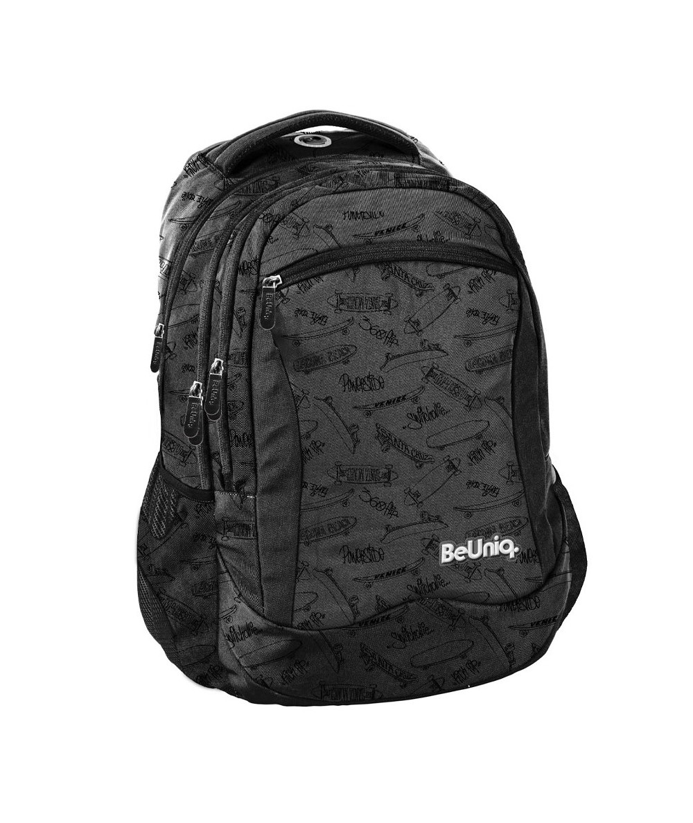 Czarny plecak szkolny deskorolki HIPHOP PASO młodzieżowy BeUniq