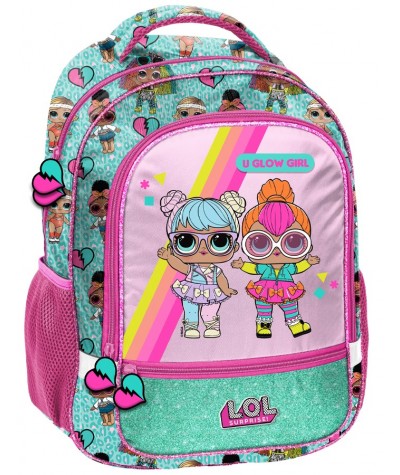 Plecak szkolny L.O.L Surprise laleczki LOL różowo-miętowy do klas 1-3