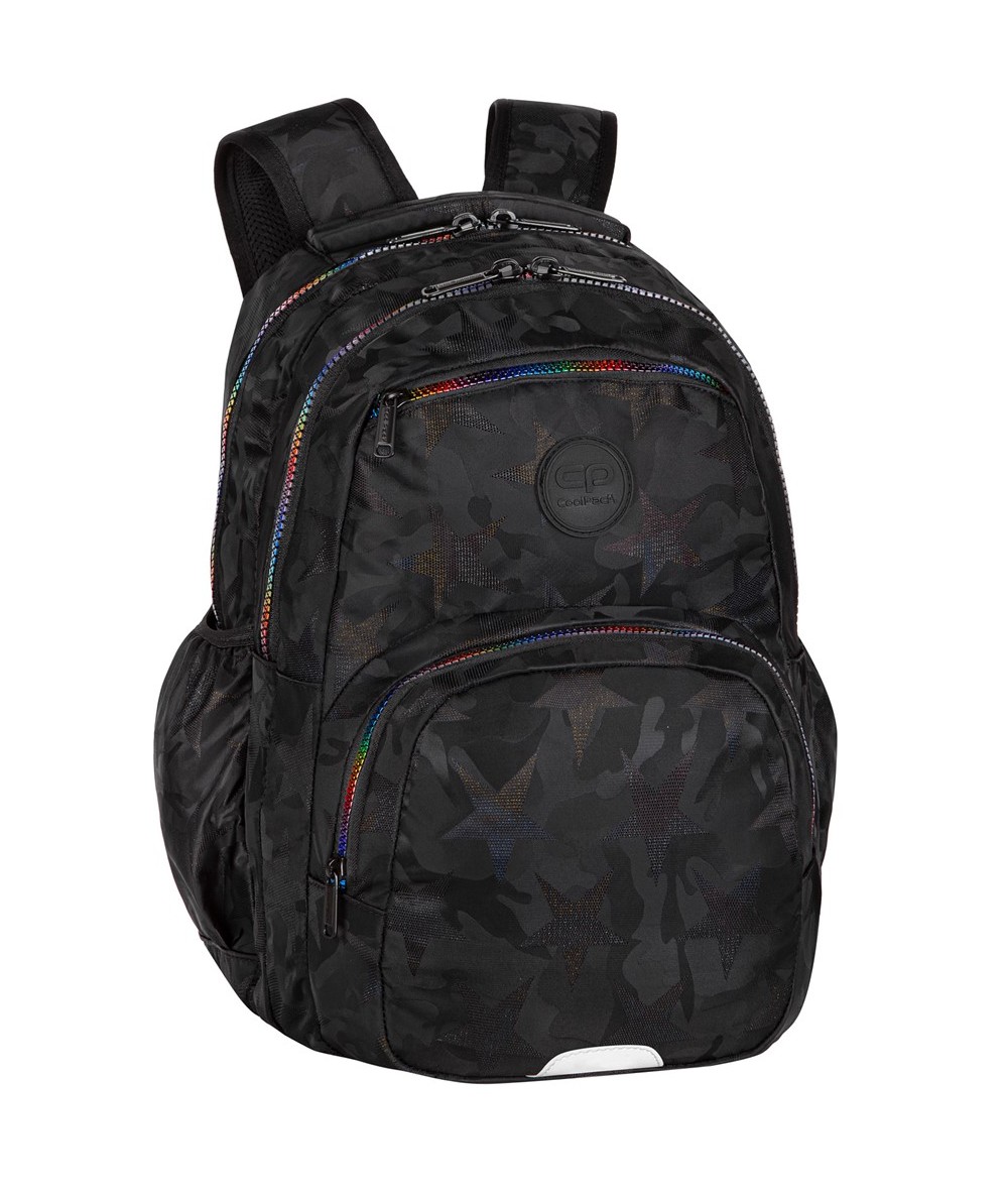 Plecak czarny młodzieżowy CoolPack BLACK kolorowy zamek PICK