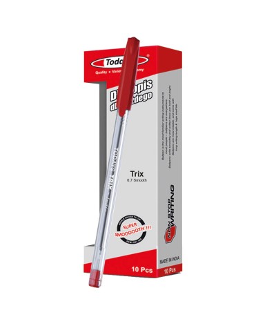 PACZKA 10 x Długopis olejowy TODAY'S TRIX CZERWONY 0.7mm RED