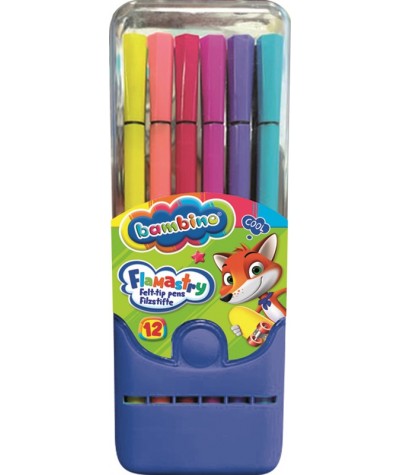 Flamastry szkolne BAMBINO 12 kolorów w pudełku dla dzieci
