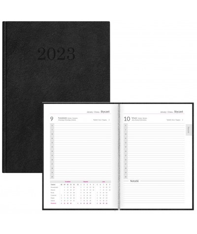 Kalendarz A4 2023 dzienny TOP 2000 CZARNY STANDARD STD