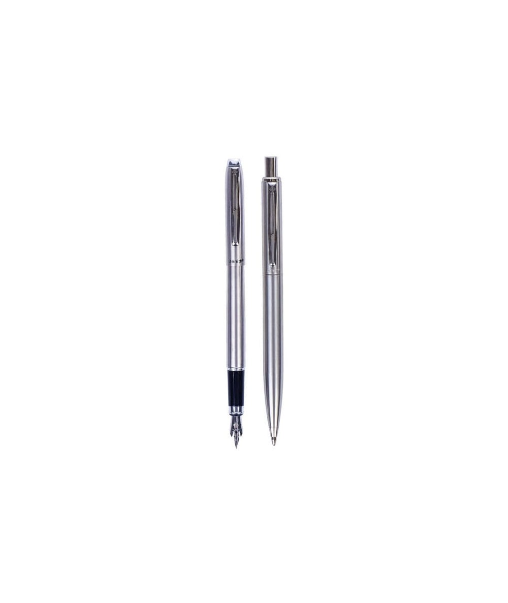 Pióro wieczne + długopis Zenith Omega Silver w etui SREBRNY komplet