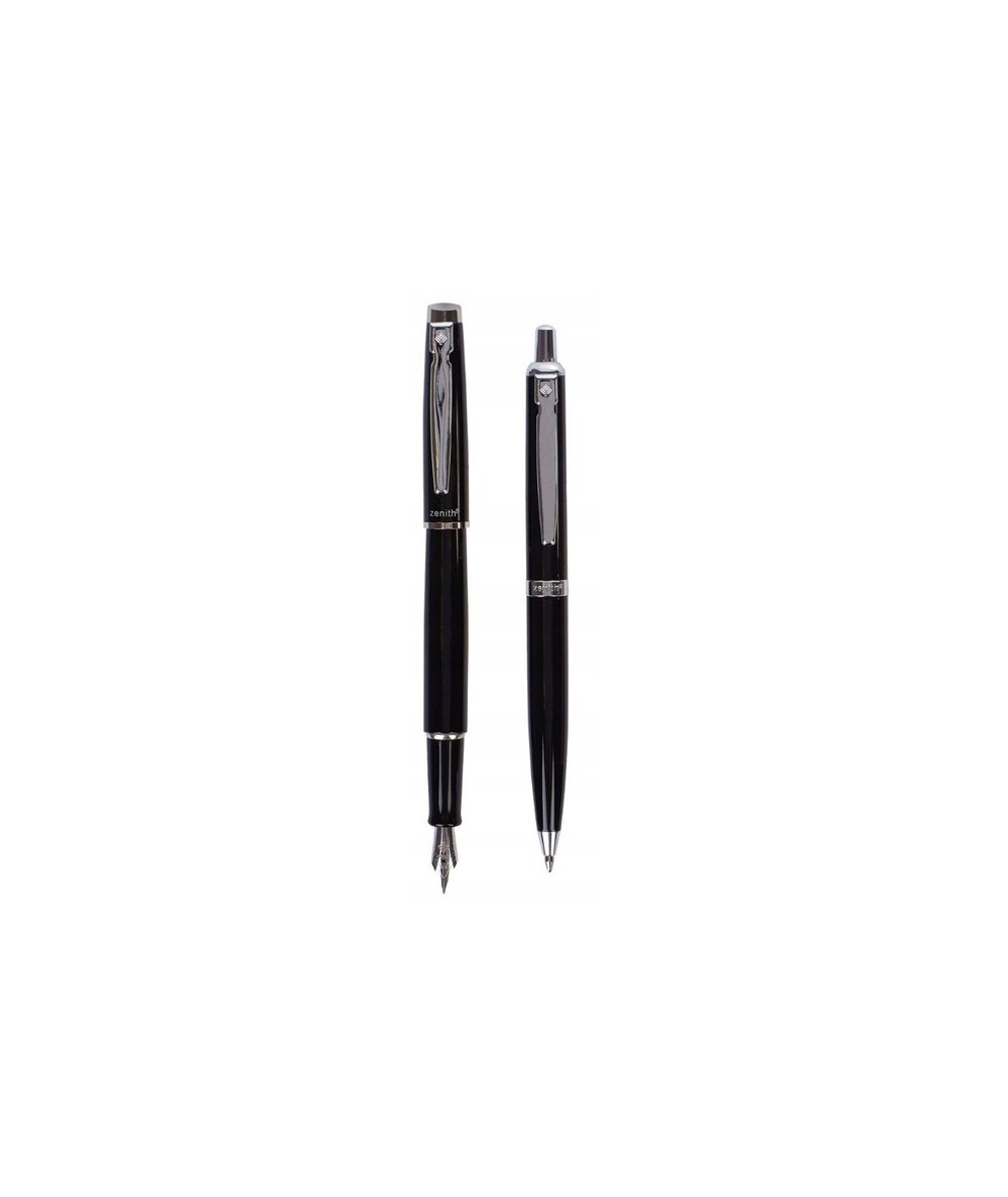 Komplet Zenith pióro wieczne + długopis Omega Elegance Black - CZARNY