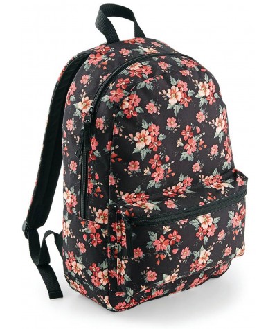 Plecak damski w kwiaty młodzieżowy Bag Base Floral czarny