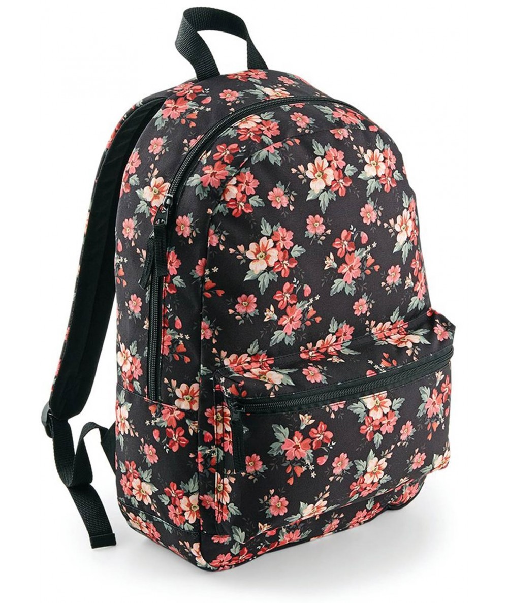 Plecak damski w kwiaty młodzieżowy Bag Base Floral czarny